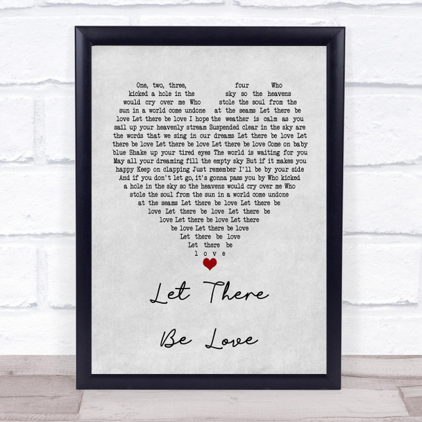 Oasis Let There Be Love Grey Heart Song Lyric Poster Print