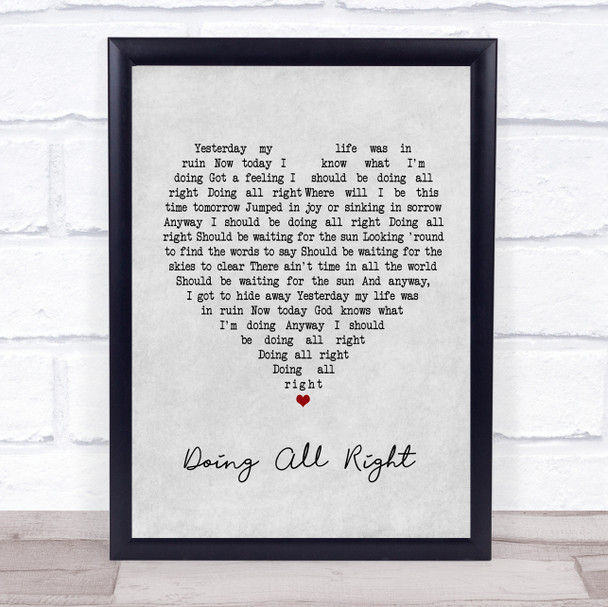 Queen Doing All Right Grey Heart Song Lyric Poster Print