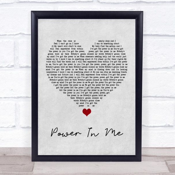 Rebecca Lawrence Power In Me Grey Heart Song Lyric Poster Print