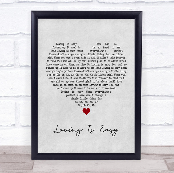 Rex Orange County Loving Is Easy Grey Heart Song Lyric Poster Print