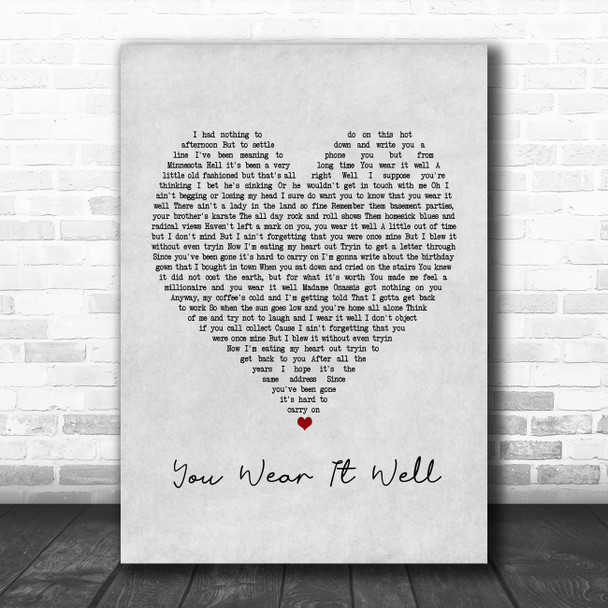 Rod Stewart You Wear It Well Grey Heart Song Lyric Poster Print