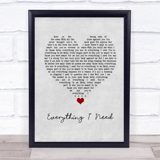 Skylar Grey Everything I Need Grey Heart Song Lyric Poster Print