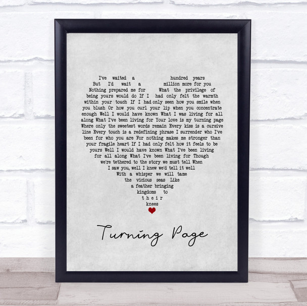 Sleeping At Last Turning Page Grey Heart Song Lyric Poster Print