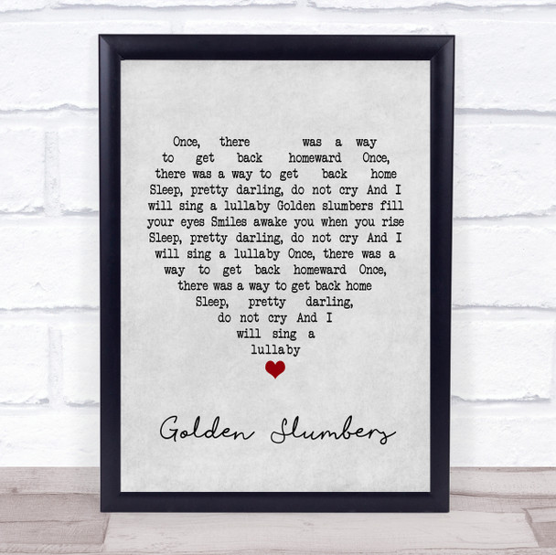 The Beatles Golden Slumbers Grey Heart Song Lyric Poster Print