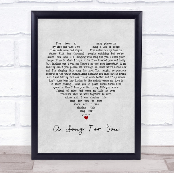 The Carpenters A Song For You Grey Heart Song Lyric Poster Print