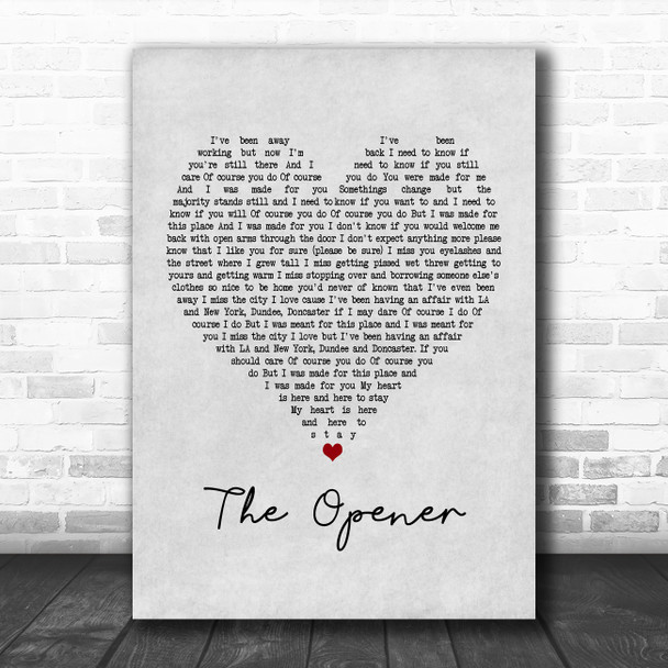 The Courteeners The Opener Grey Heart Song Lyric Poster Print