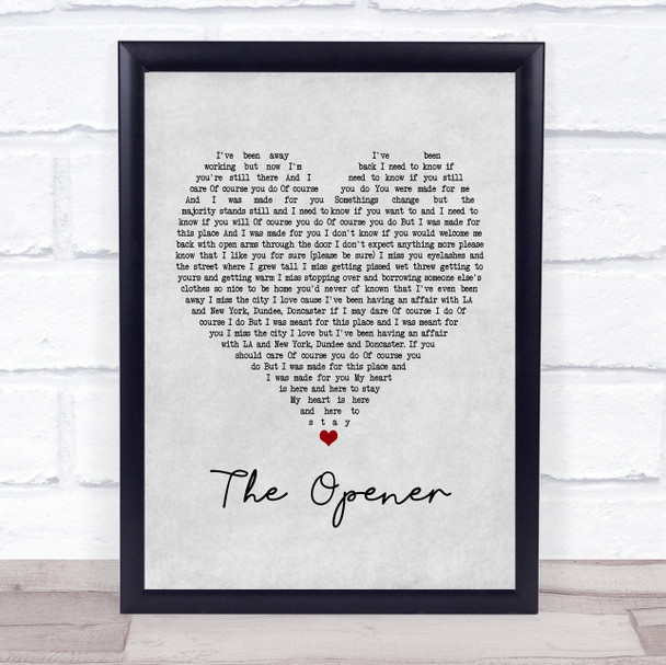 The Courteeners The Opener Grey Heart Song Lyric Poster Print