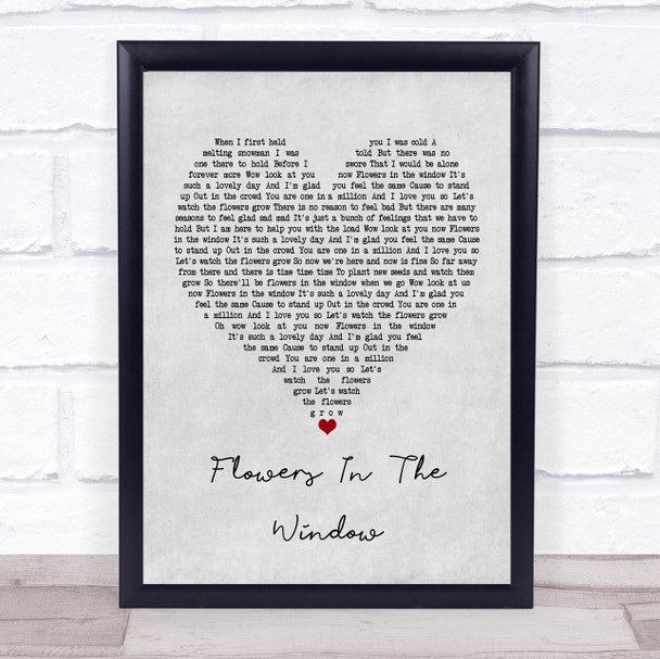 Travis Flowers In The Window Grey Heart Song Lyric Poster Print
