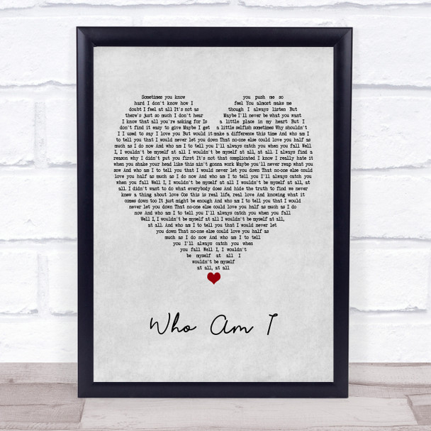 Will Young Who Am I Grey Heart Song Lyric Poster Print