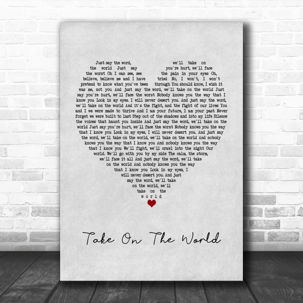 You Me At Six Take On The World Grey Heart Song Lyric Poster Print