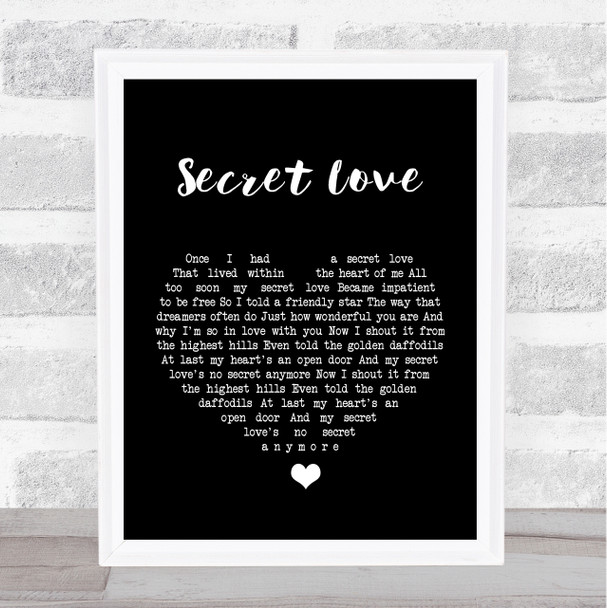 Doris Day Secret Love Black Heart Song Lyric Music Wall Art Print