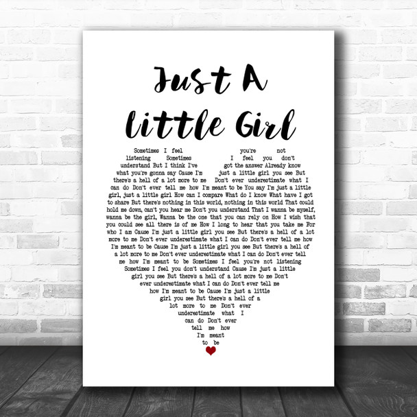Amy Studt Just A Little Girl White Heart Song Lyric Poster Print