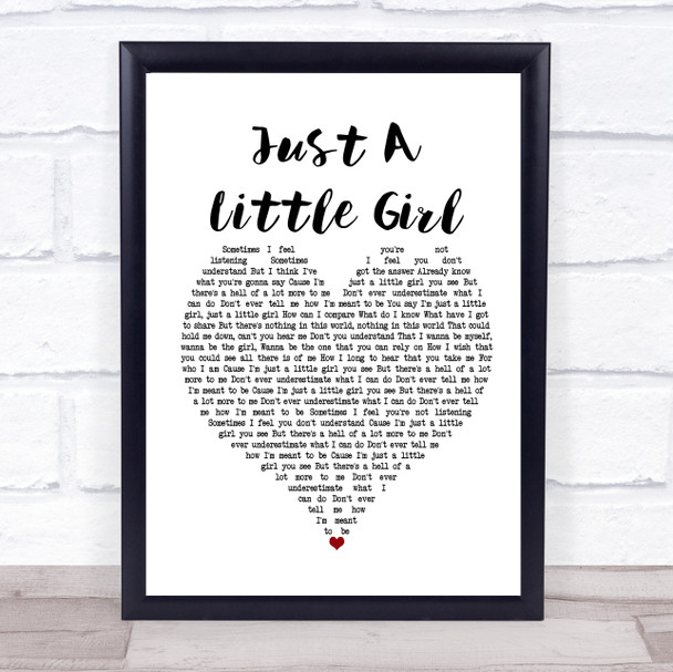 Amy Studt Just A Little Girl White Heart Song Lyric Poster Print