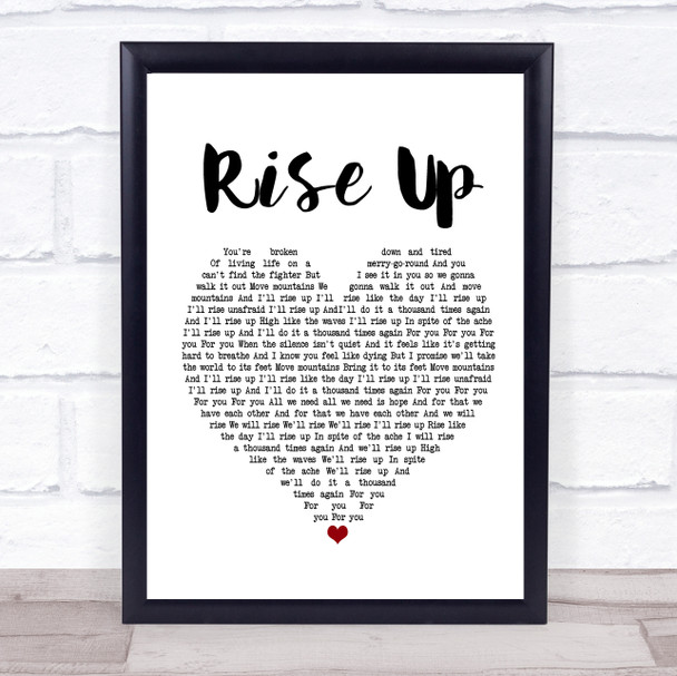 Andra Day Rise Up White Heart Song Lyric Poster Print