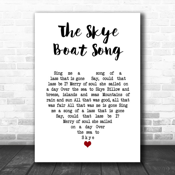 Bear McCReary The Skye Boat Song White Heart Song Lyric Poster Print