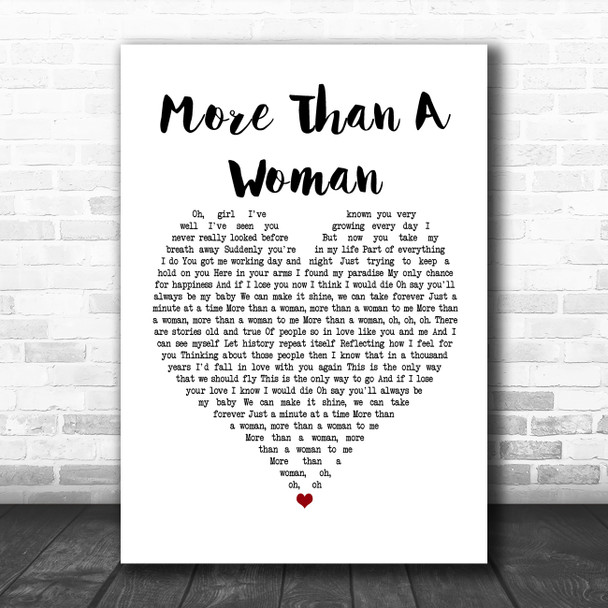 Bee Gees More Than A Woman White Heart Song Lyric Poster Print