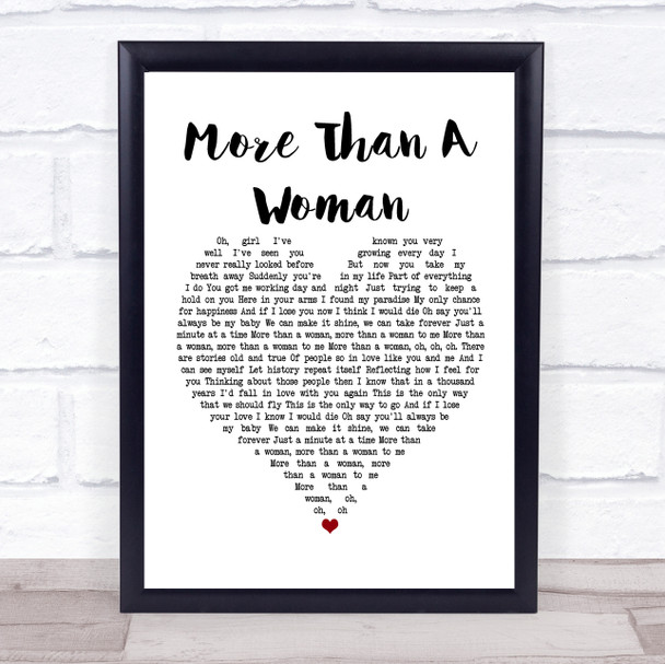 Bee Gees More Than A Woman White Heart Song Lyric Poster Print