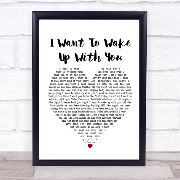 Boris Gardiner I Want To Wake With You White Heart Song Lyric Poster Print