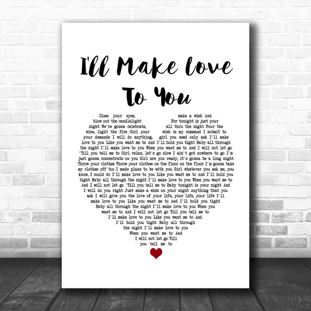 Boyz II Men I'll Make Love To You White Heart Song Lyric Poster Print