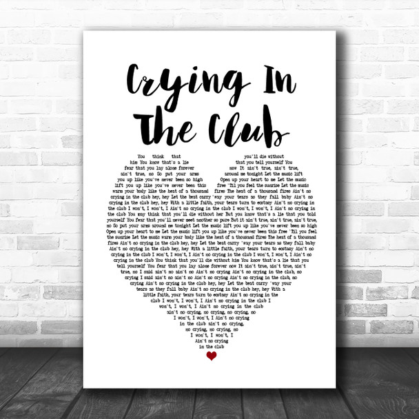 Camila Cabello Crying In The Club White Heart Song Lyric Poster Print
