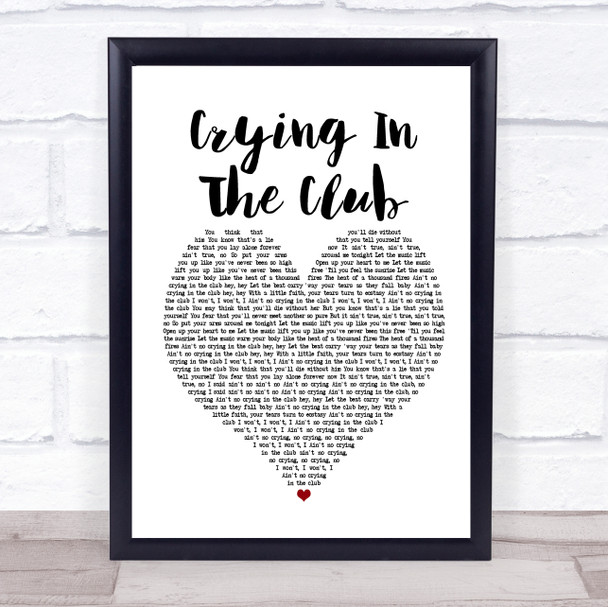 Camila Cabello Crying In The Club White Heart Song Lyric Poster Print