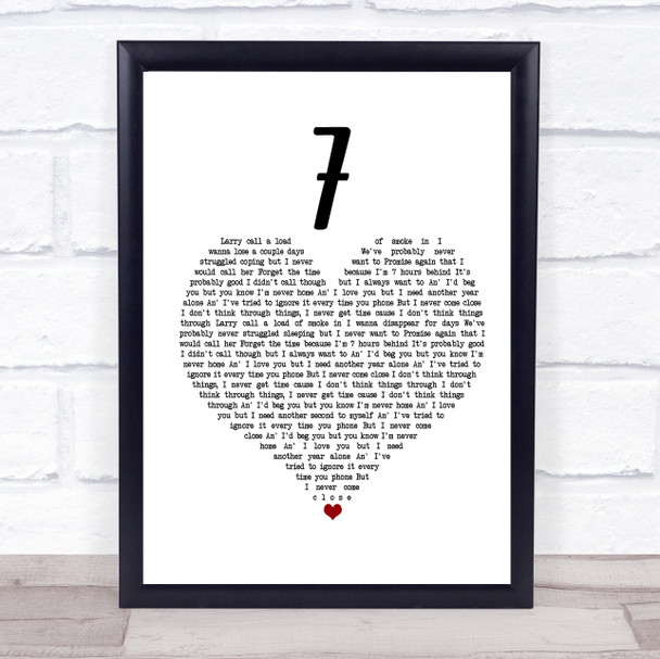 Catfish And The Bottlemen 7 White Heart Song Lyric Poster Print