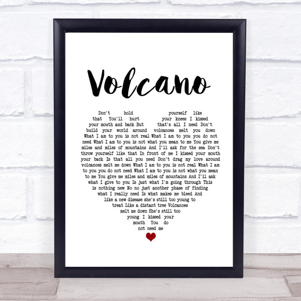 Damien Rice Volcano White Heart Song Lyric Poster Print