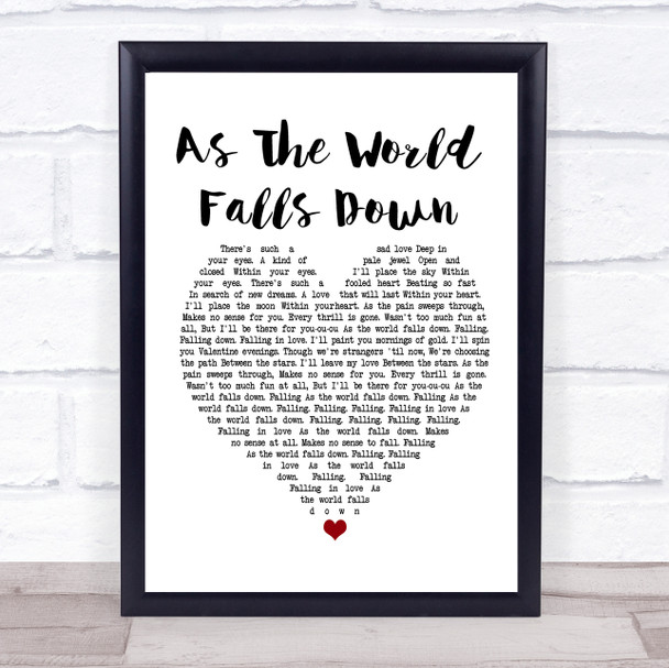 David Bowie As The World Falls Down White Heart Song Lyric Poster Print