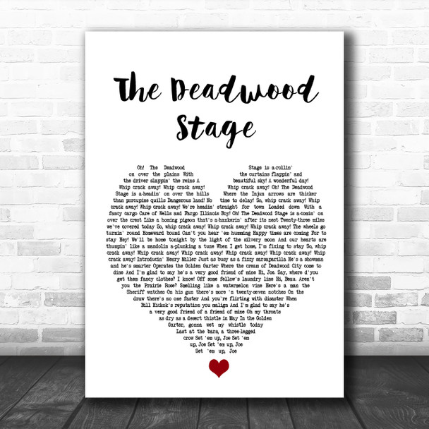 Doris Day The Deadwood Stage White Heart Song Lyric Poster Print