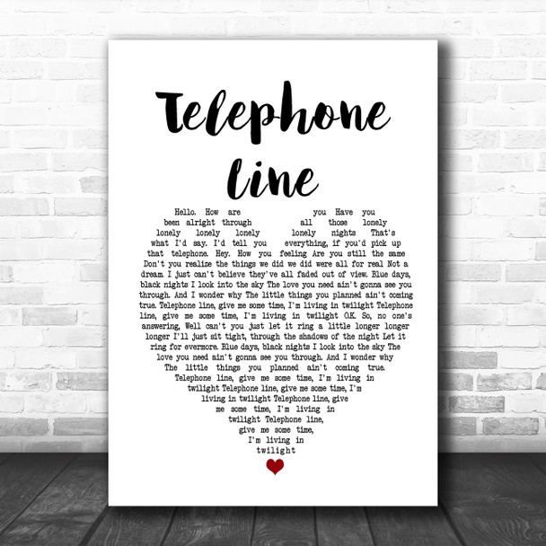 Electric Light Orchestra Telephone Line White Heart Song Lyric Poster Print