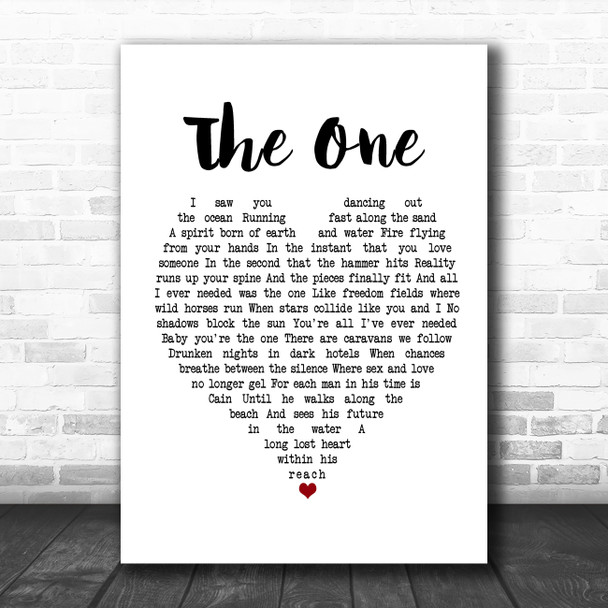 Elton John The One White Heart Song Lyric Poster Print
