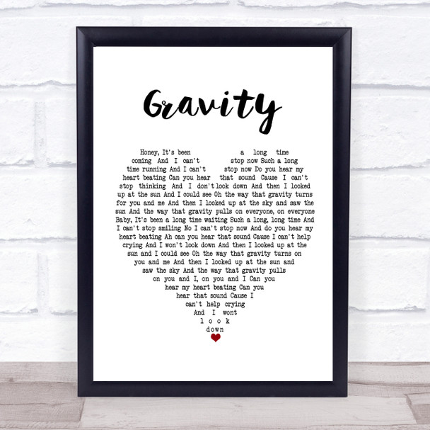 Embrace Gravity White Heart Song Lyric Poster Print