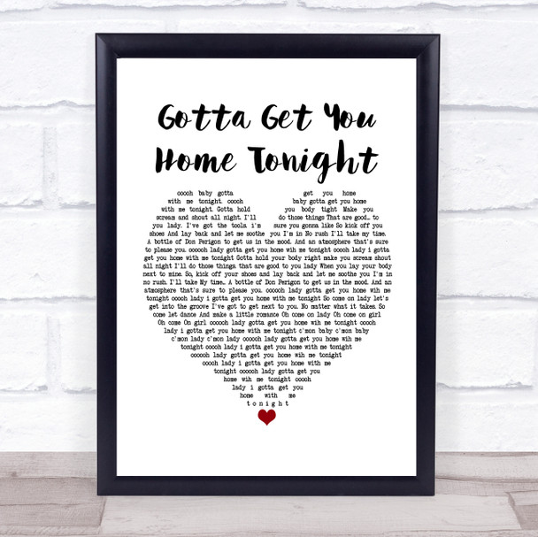 Eugene Wilde Gotta Get You Home Tonight White Heart Song Lyric Poster Print