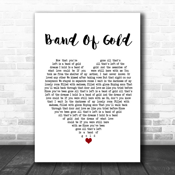 Freda Payne Band Of Gold White Heart Song Lyric Poster Print