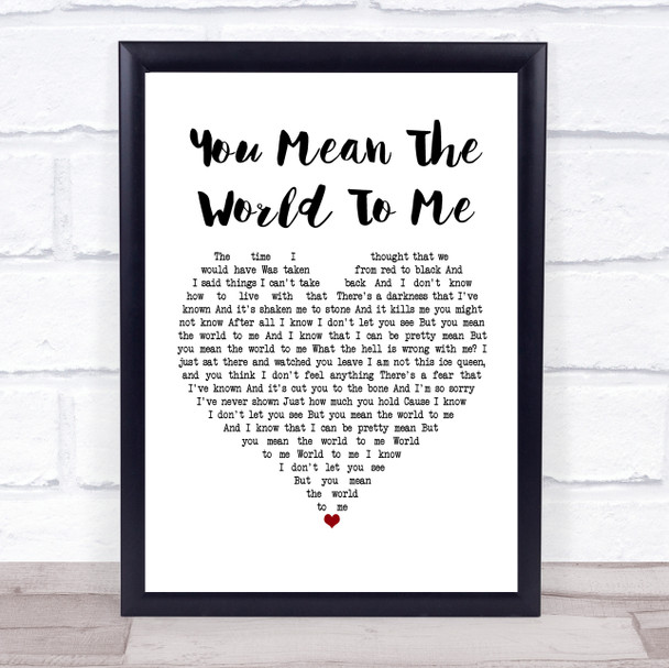 Freya Ridings You Mean The World To Me White Heart Song Lyric Poster Print