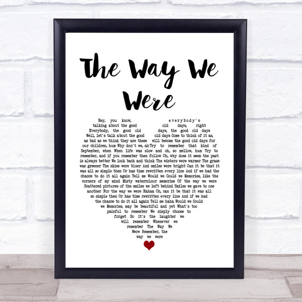 Gladys Knight The Way We Were - Try To Remember White Heart Song Lyric Poster Print