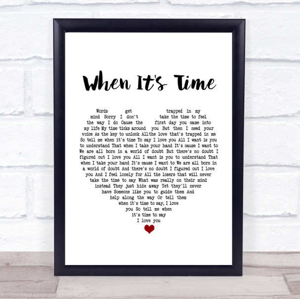 Green Day When It's Time White Heart Song Lyric Poster Print