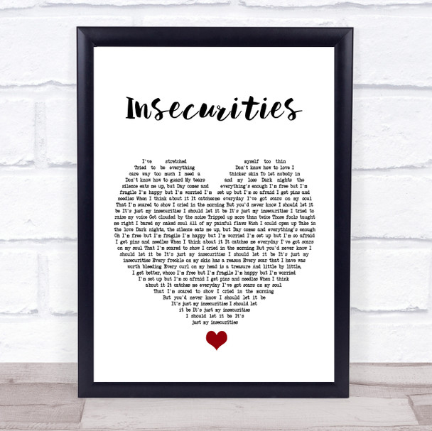 Jess Glynne Insecurities White Heart Song Lyric Poster Print