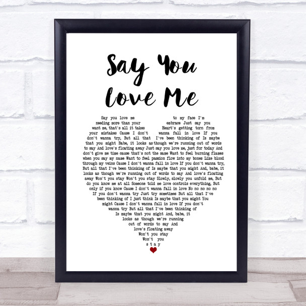 Jessie Ware Say You Love Me White Heart Song Lyric Poster Print