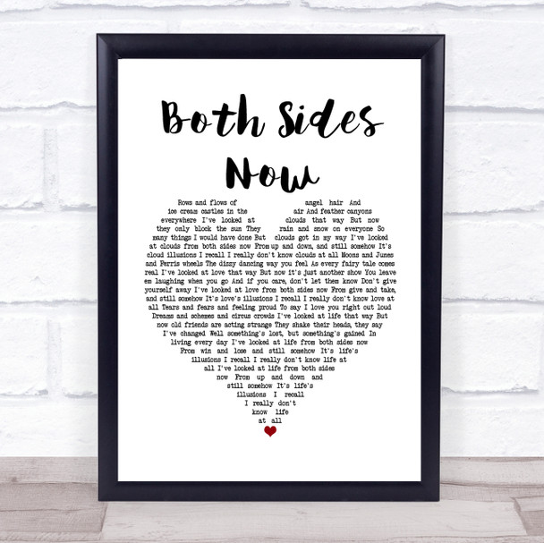 Joni Mitchell Both Sides Now White Heart Song Lyric Poster Print