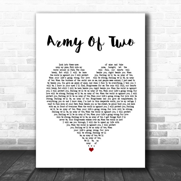 Josh Doyle Army Of Two White Heart Song Lyric Poster Print
