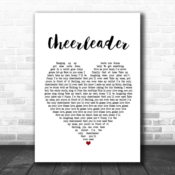 JP Cooper Cheerleader White Heart Song Lyric Poster Print