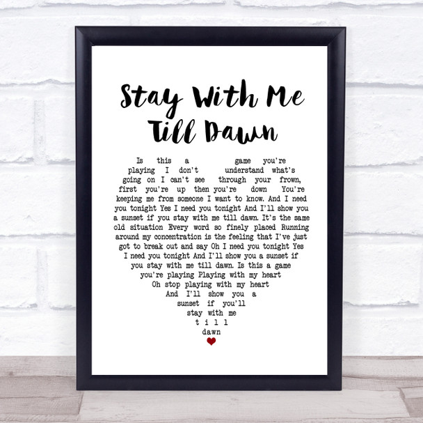 Judie Tzuke Stay With Me Till Dawn White Heart Song Lyric Poster Print
