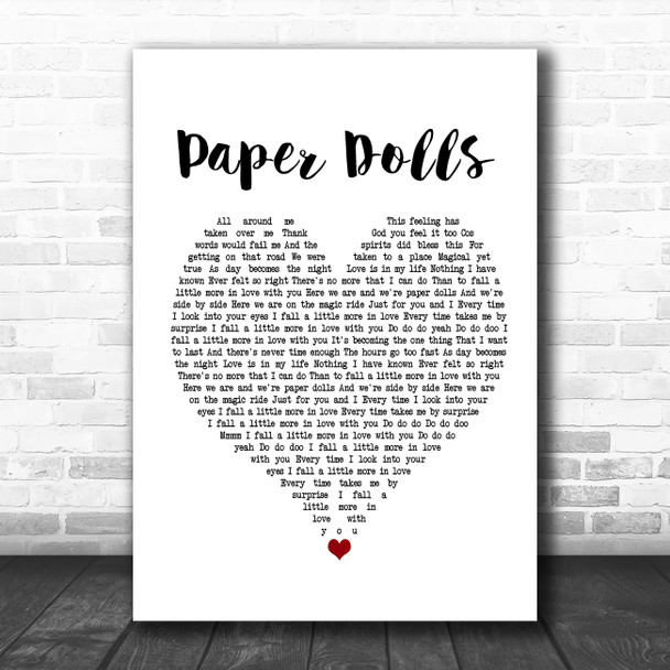 Kylie Minogue Paper Dolls White Heart Song Lyric Poster Print