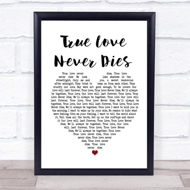 Kylie Minogue True Love Never Dies White Heart Song Lyric Poster Print