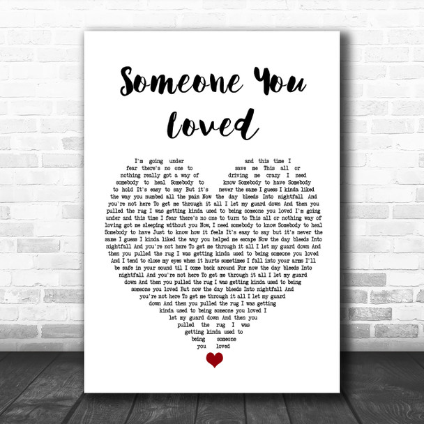 Lewis Capaldi Someone You Loved White Heart Song Lyric Poster Print