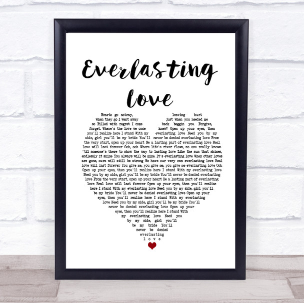 Love Affair Everlasting Love White Heart Song Lyric Poster Print