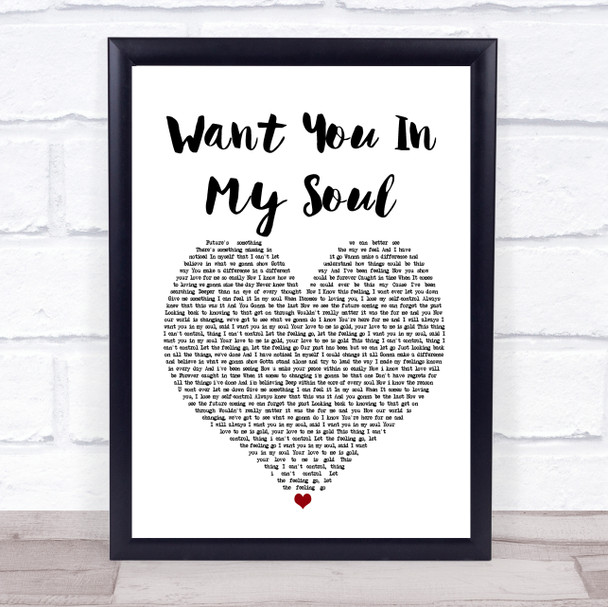 Lovebirds Want You In My Soul White Heart Song Lyric Poster Print