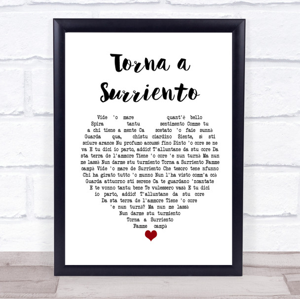 Luciano Pavarotti Torna a Surriento White Heart Song Lyric Poster Print