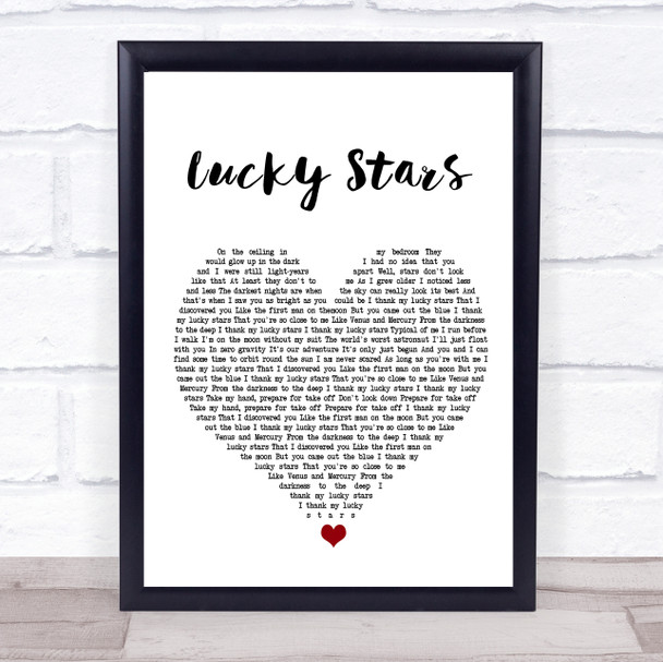 Lucy Spraggan Lucky Stars White Heart Song Lyric Poster Print